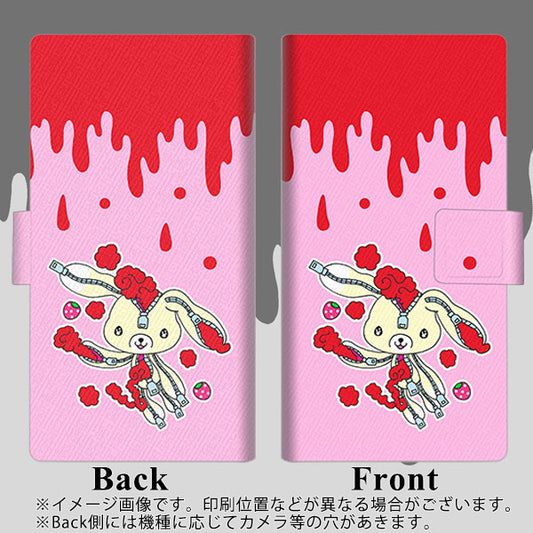 SoftBank アクオスゼロ6 画質仕上げ プリント手帳型ケース(薄型スリム)【AG813 ジッパーうさぎのジッピョン（ピンク×赤）】