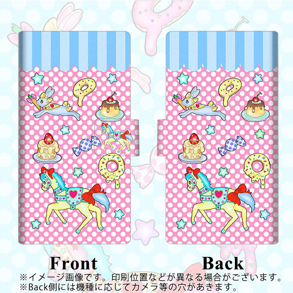 au イサイ V30+ LGV35 画質仕上げ プリント手帳型ケース(薄型スリム)【AG827 メリーゴーランド(ピンク)】