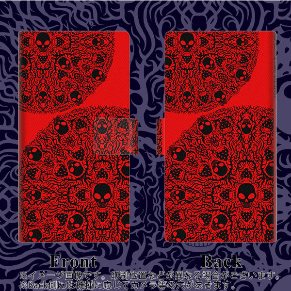 docomo アクオス センス SH-01K 画質仕上げ プリント手帳型ケース(薄型スリム)【AG835 苺骸骨曼荼羅(赤)】