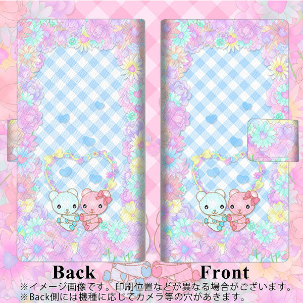 Google Pixel 3a 画質仕上げ プリント手帳型ケース(薄型スリム)【AG849 花くま(水色)】
