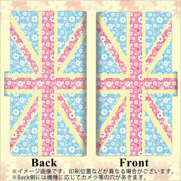 SoftBank アクオスセンス5G A004SH 画質仕上げ プリント手帳型ケース(薄型スリム)【EK895 ユニオンジャックパステルフラワー】