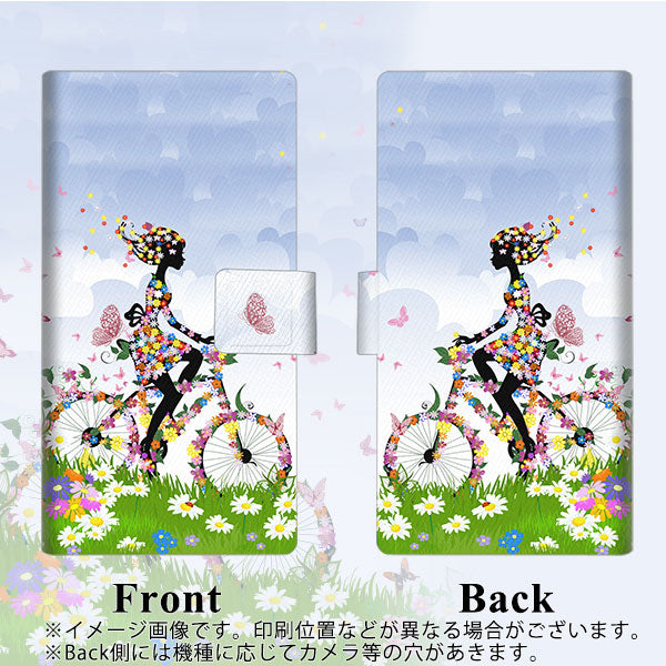 AQUOS wish A104SH Y!mobile 画質仕上げ プリント手帳型ケース(薄型スリム)【EK911 花と少女と自転車】