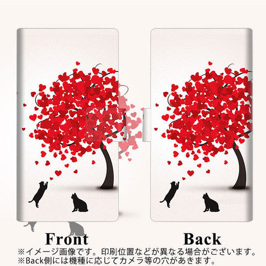 softbank アクオス R3 808SH 高画質仕上げ プリント手帳型ケース(薄型スリム)【EK915 二匹のネコとハートの木】