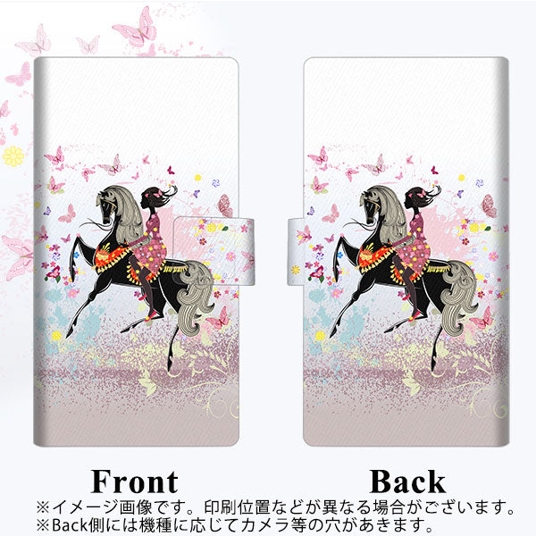 docomo アクオスコンパクト SH-02H 画質仕上げ プリント手帳型ケース(薄型スリム)【EK916 馬と蝶と少女】