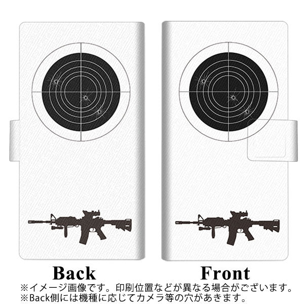 au アクオスセンス3 プラス サウンド SHV46 画質仕上げ プリント手帳型ケース(薄型スリム)【EK930 ターゲット 銃】