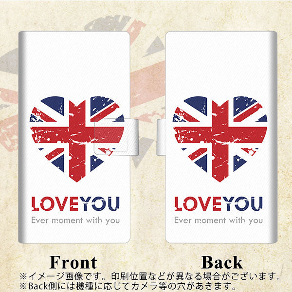 HUAWEI(ファーウェイ) P40 lite 5G CDY-NA9A 画質仕上げ プリント手帳型ケース(薄型スリム)【SC803 ユニオンジャック ハートビンテージ】