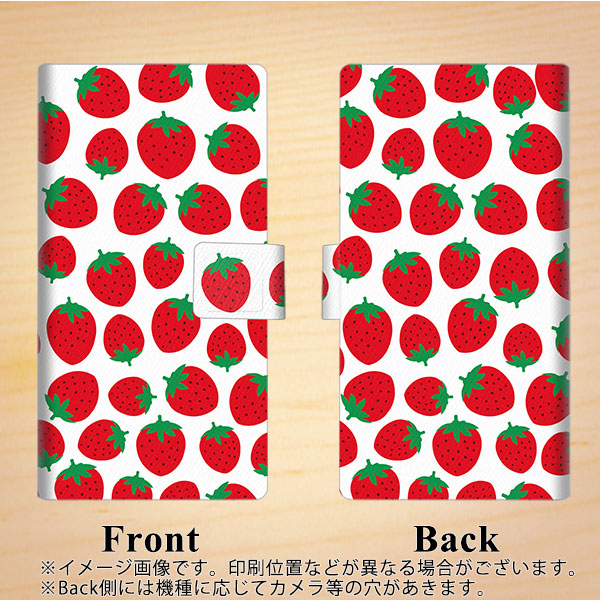 Xperia Ace III A203SO Y!mobile 画質仕上げ プリント手帳型ケース(薄型スリム)【SC811 小さいイチゴ模様 レッド】
