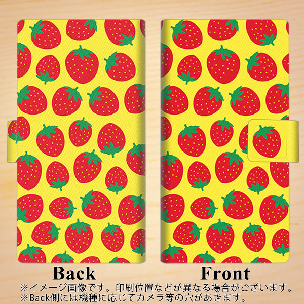 Xperia Ace III A203SO Y!mobile 画質仕上げ プリント手帳型ケース(薄型スリム)【SC812 小さいイチゴ模様 レッドとイエロー】