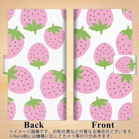 SoftBank アクオスR 605SH 高画質仕上げ プリント手帳型ケース(薄型スリム)【SC816 大きいイチゴ模様 ピンク】