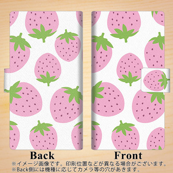 au Xiaomi(シャオミ)Mi 10 Lite 5G XIG01 画質仕上げ プリント手帳型ケース(薄型スリム)【SC816 大きいイチゴ模様 ピンク】
