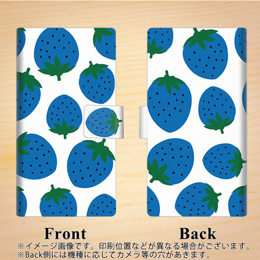 Softbank アクオス R5G 908SH 高画質仕上げ プリント手帳型ケース(薄型スリム)【SC817 大きいイチゴ模様 ブルー】