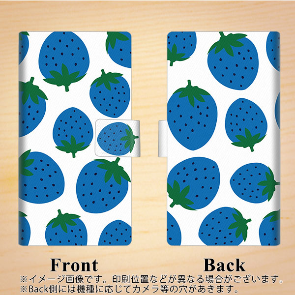 AQUOS wish A104SH Y!mobile 画質仕上げ プリント手帳型ケース(薄型スリム)【SC817 大きいイチゴ模様 ブルー】