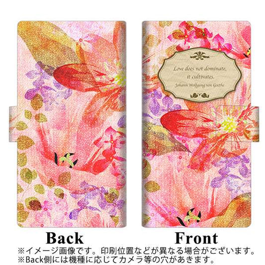 softbank arrows U 801FJ 高画質仕上げ プリント手帳型ケース(薄型スリム)【SC866 リバティプリント フラワーエンブレム(レッド)】