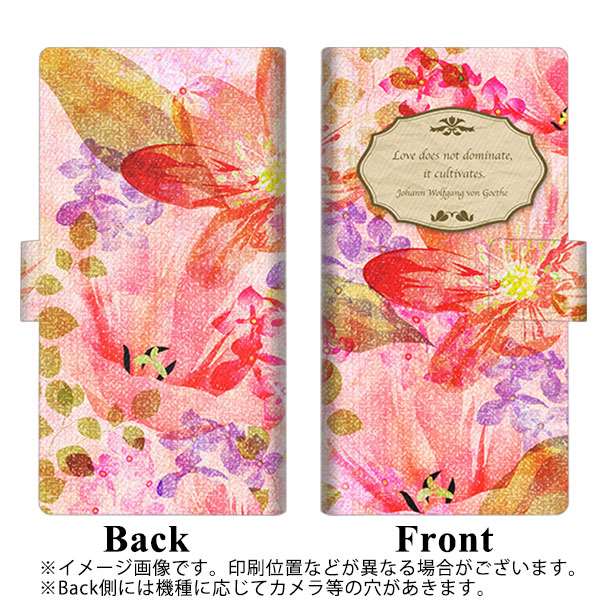 au ギャラクシー A20 SCV46 画質仕上げ プリント手帳型ケース(薄型スリム)【SC866 リバティプリント フラワーエンブレム(レッド)】