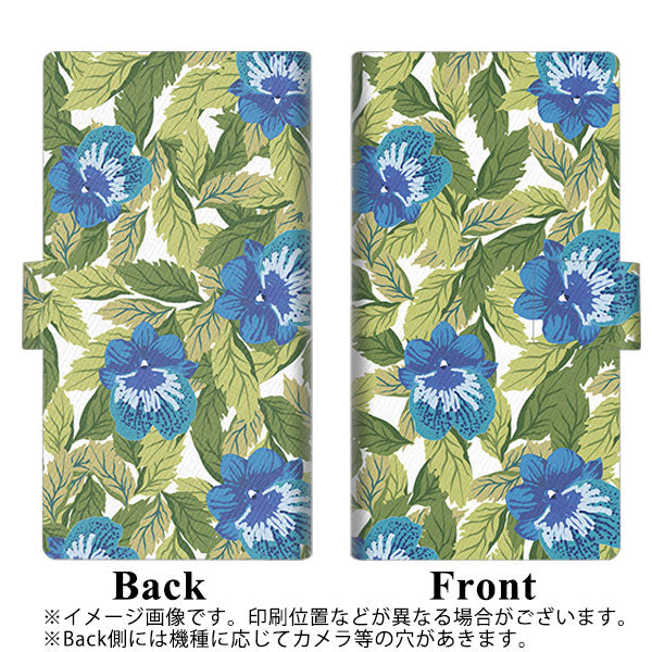 au ギャラクシー S10+ SCV42 画質仕上げ プリント手帳型ケース(薄型スリム)【SC896 ボタニカル ブルー&リーフ】