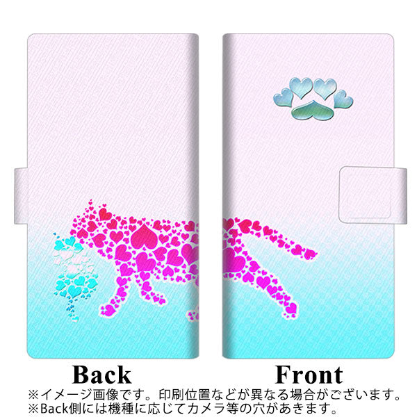 docomo アローズ ビー F-04K 画質仕上げ プリント手帳型ケース(薄型スリム)【YA975 ハートネコ01】