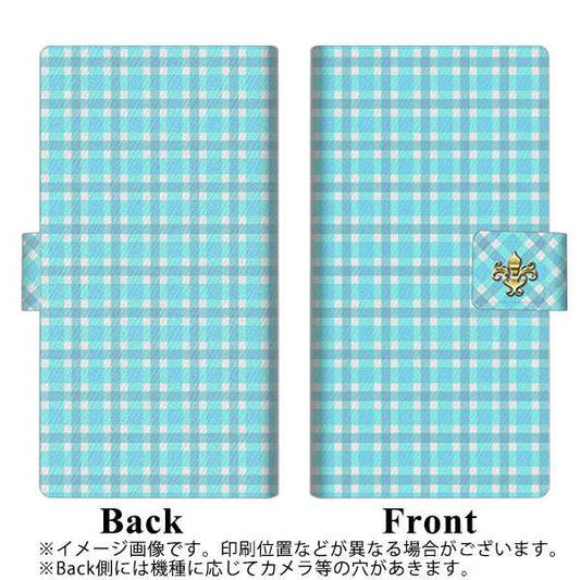 docomo らくらくスマートフォン3 F-06F 高画質仕上げ プリント手帳型ケース(薄型スリム)【YB825 チェック ブルー】