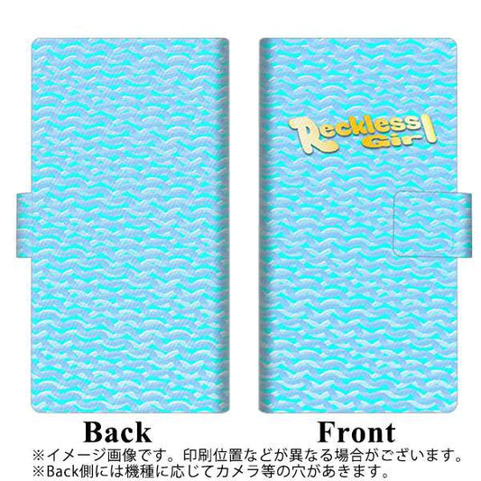 SoftBank OPPO Reno3 5G 高画質仕上げ プリント手帳型ケース(薄型スリム)【YC818 ニットブルー】