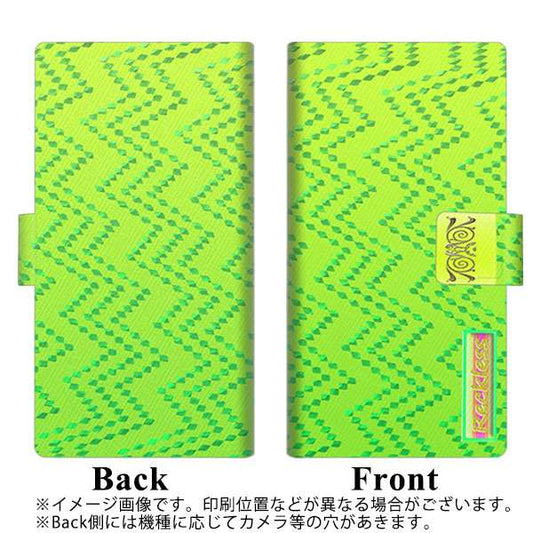 SoftBank OPPO Reno3 5G 高画質仕上げ プリント手帳型ケース(薄型スリム)【YC855 ジグザグドットグリーン】