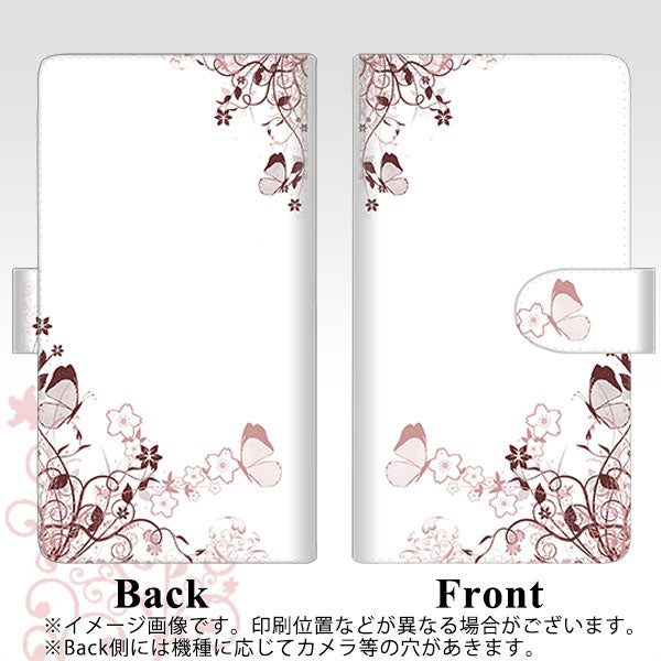 AQUOS wish A104SH Y!mobile 高画質仕上げ プリント手帳型ケース(通常型)【142 桔梗と桜と蝶】