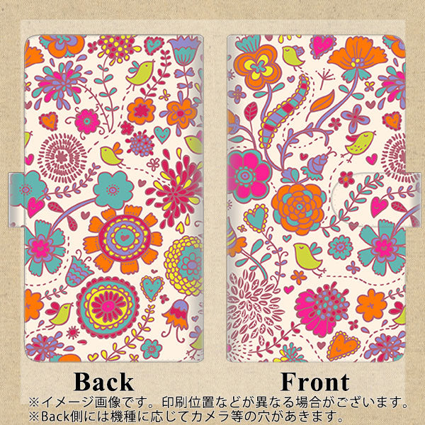 iPhone X 高画質仕上げ プリント手帳型ケース(通常型)【323 小鳥と花】