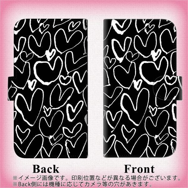 iPhone6 PLUS 高画質仕上げ プリント手帳型ケース(通常型)【1124 ハート BK&WH】