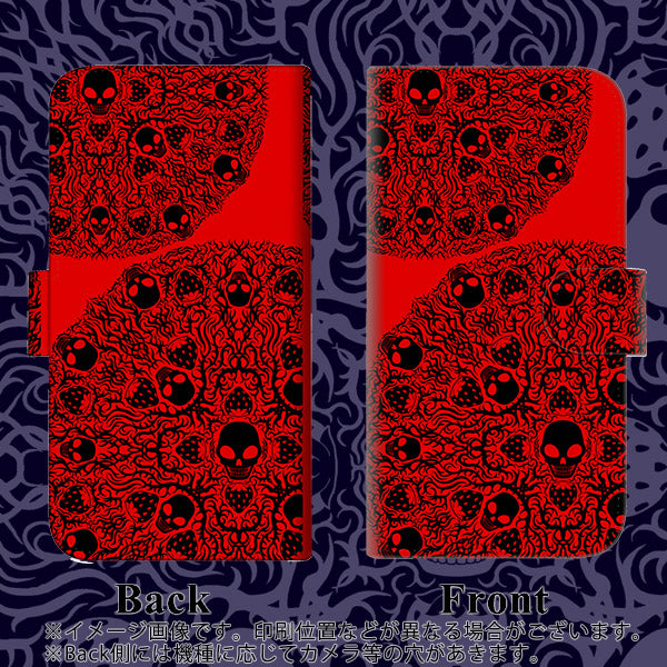 iPhone6 PLUS 高画質仕上げ プリント手帳型ケース(通常型)【AG835 苺骸骨曼荼羅(赤)】