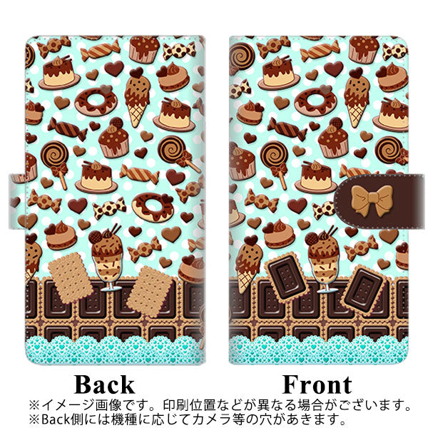 SoftBank エクスペリアZ5 501SO 高画質仕上げ プリント手帳型ケース(通常型)【AG856 チョコクッキー&スイーツ ミントブルー】