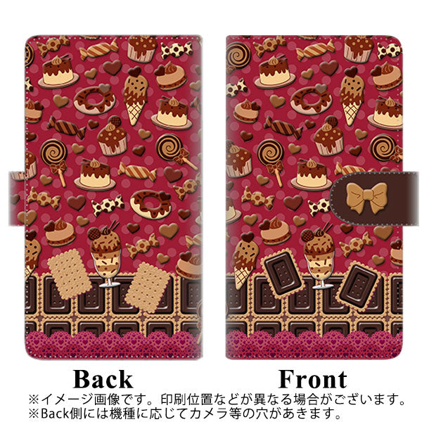 SoftBank エクスペリアZ5 501SO 高画質仕上げ プリント手帳型ケース(通常型)【AG857 チョコクッキー&スイーツ ワインレッド】
