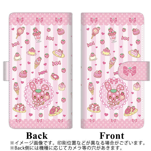 iPhone5/iPhone5s 高画質仕上げ プリント手帳型ケース(通常型)【AG866 イチゴウサギ(ラビベリー)の水玉スイーツ ピンク】