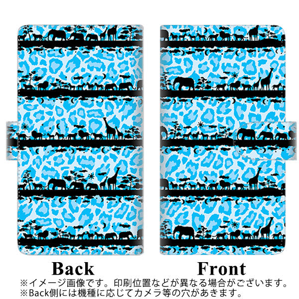 SoftBank アクオスR 605SH 高画質仕上げ プリント手帳型ケース(通常型)【AG877 サバンナアニマルヒョウ柄（水色×黒）】