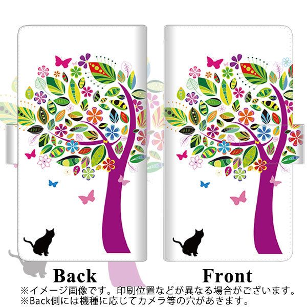 Softbank アクオス R5G 908SH 高画質仕上げ プリント手帳型ケース(通常型)【EK907 花とネコ】