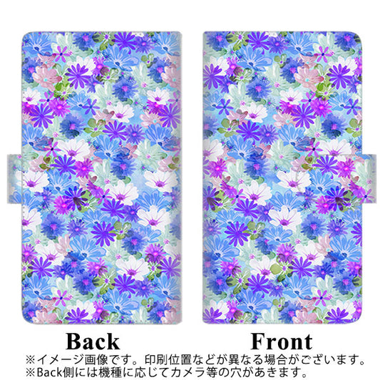 らくらくスマートフォン F-52B docomo SC875 リバティプリント プレスドフラワー(ブルー) 通常型 プリント手帳型ケース