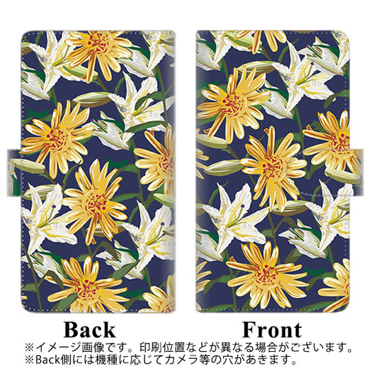 らくらくスマートフォン F-52B docomo SC893 ボタニカル デイジー&リリー 通常型 プリント手帳型ケース