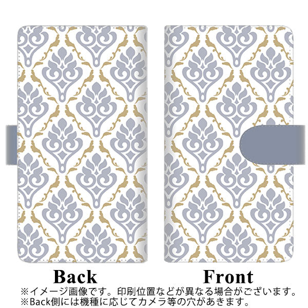 au HUAWEI(ファーウェイ) P30 lite Premium HWV33 高画質仕上げ プリント手帳型ケース(通常型)【SC910 ダマスク柄 ペールトーン(ブルー)】