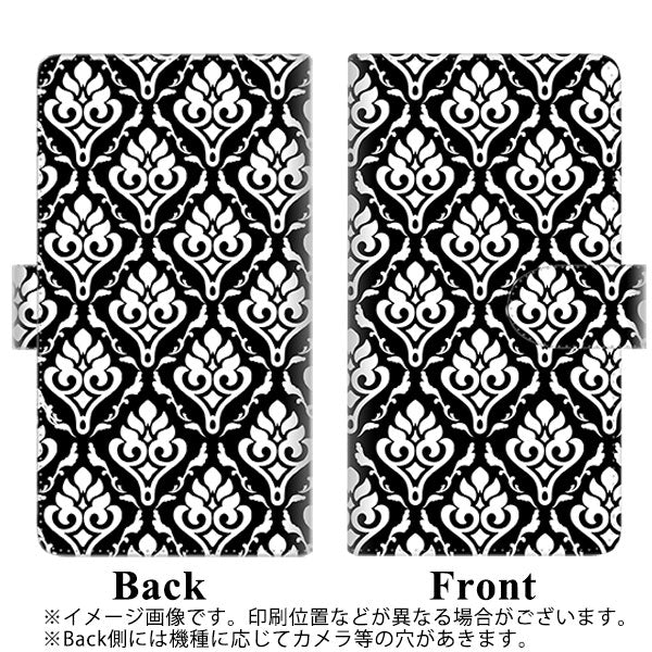 HUAWEI(ファーウェイ)P10 lite WAS-LX2J 高画質仕上げ プリント手帳型ケース(通常型)【SC911 ダマスク柄 モノトーン】