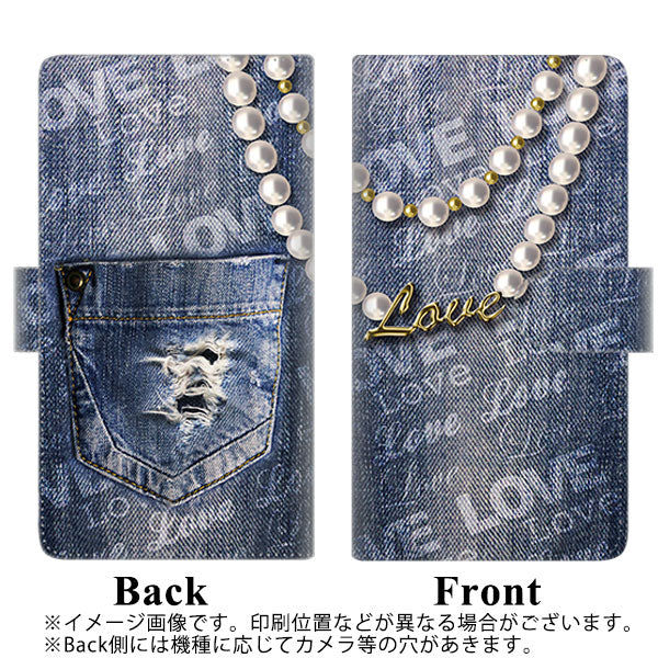 docomo HUAWEI(ファーウェイ) P30 Pro HW-02L 高画質仕上げ プリント手帳型ケース(通常型)【SC917 ダメージデニム パール】