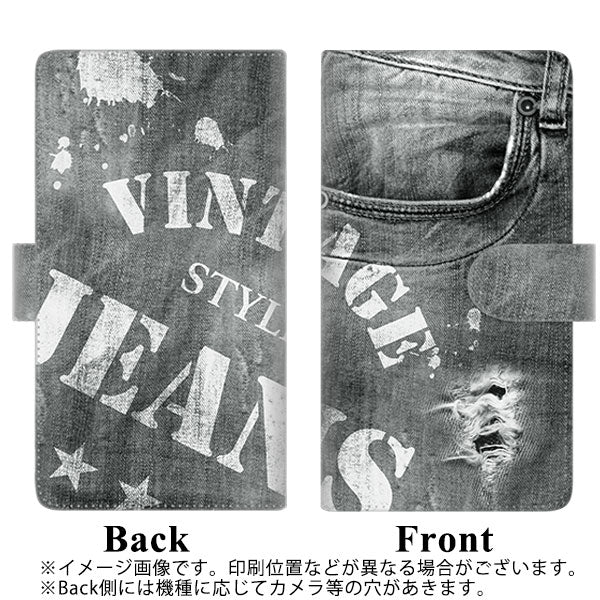 シンプルスマホ6 A201SH SoftBank 高画質仕上げ プリント手帳型ケース(通常型)【SC918 ダメージデニム ペイント】