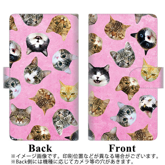 らくらくスマートフォン F-52B docomo SC934 ねこどっと(ピンク) 通常型 プリント手帳型ケース
