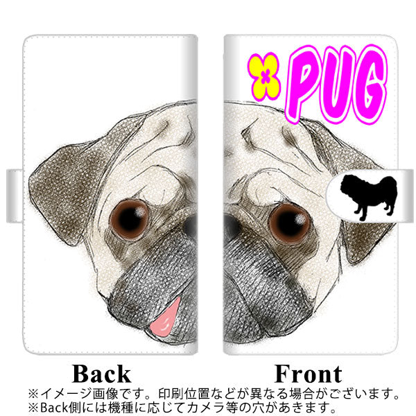 iPhone5/iPhone5s 高画質仕上げ プリント手帳型ケース(通常型)【YD855 パグ01】