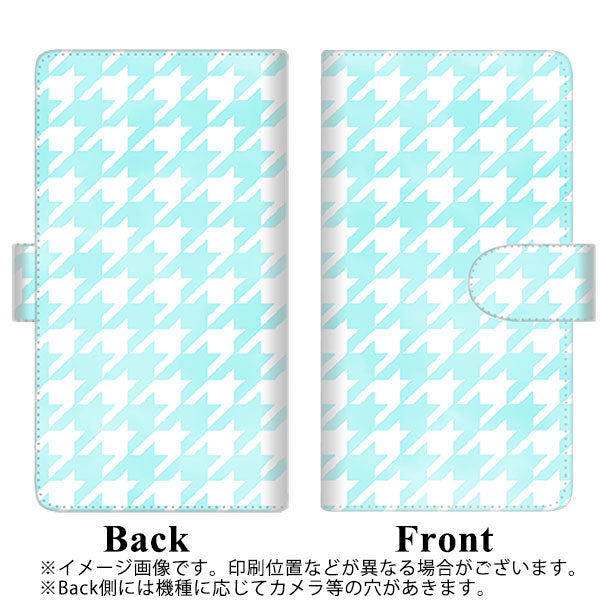 softbank LG K50 802LG 高画質仕上げ プリント手帳型ケース(通常型)【YJ257 千鳥格子 ライトブルー】