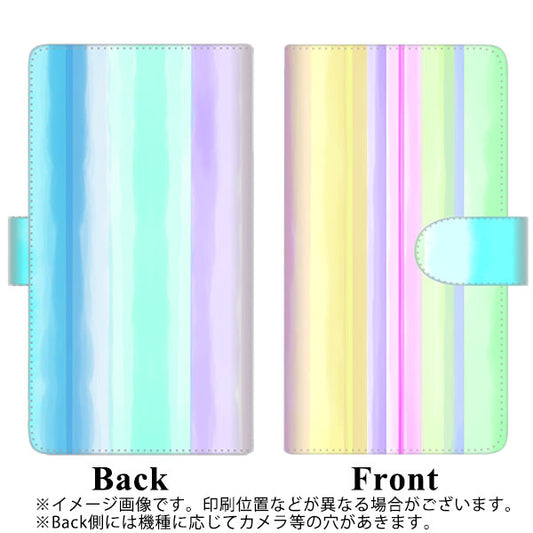 らくらくスマートフォン F-52B docomo YJ313 ストライプ レインボー 通常型 プリント手帳型ケース