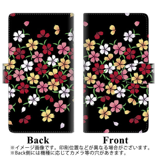 らくらくスマートフォン F-52B docomo YJ323 和柄 なでしこ 通常型 プリント手帳型ケース
