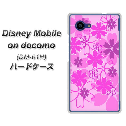 docomo ディズニーモバイル DM-01H 高画質仕上げ 背面印刷 ハードケース【VA961 重なり合う花　ピンク】