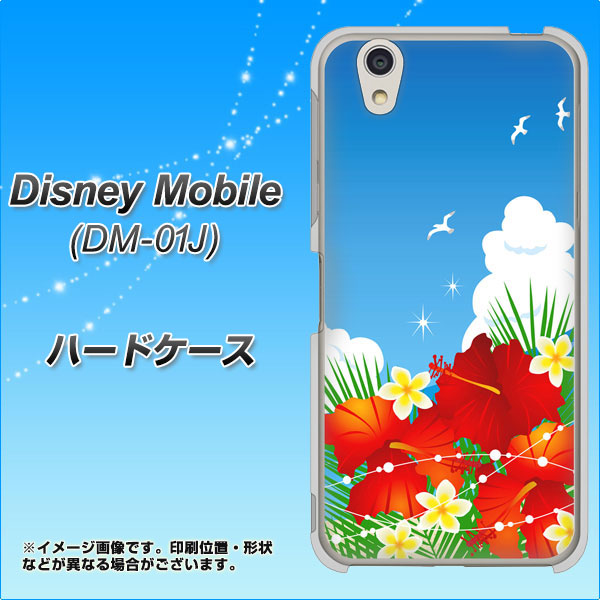 docomo ディズニーモバイル DM-01J 高画質仕上げ 背面印刷 ハードケース【VA821 ハイビスカスと青空】