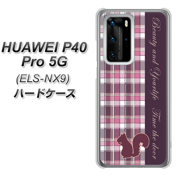 HUAWEI(ファーウェイ) P40 Pro 5G ELS-NX9 高画質仕上げ 背面印刷 ハードケース【519 チェック柄にリス】