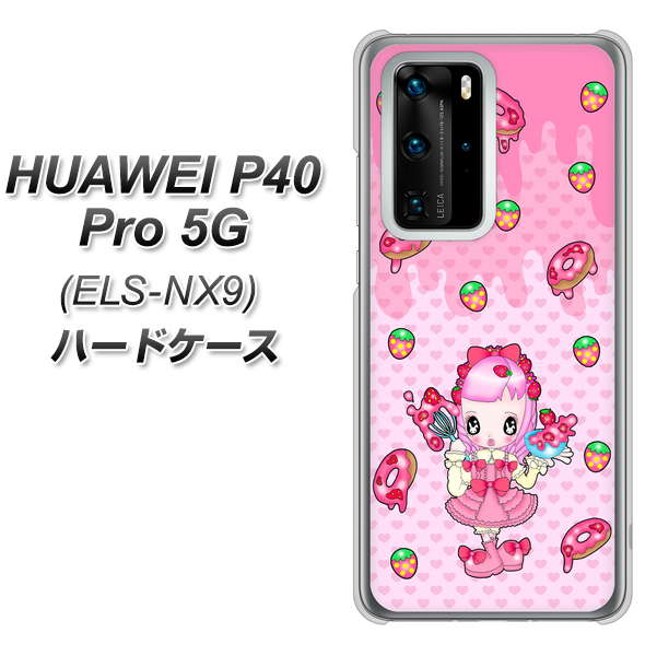 HUAWEI(ファーウェイ) P40 Pro 5G ELS-NX9 高画質仕上げ 背面印刷 ハードケース【AG816 ストロベリードーナツ(水玉ピンク)】