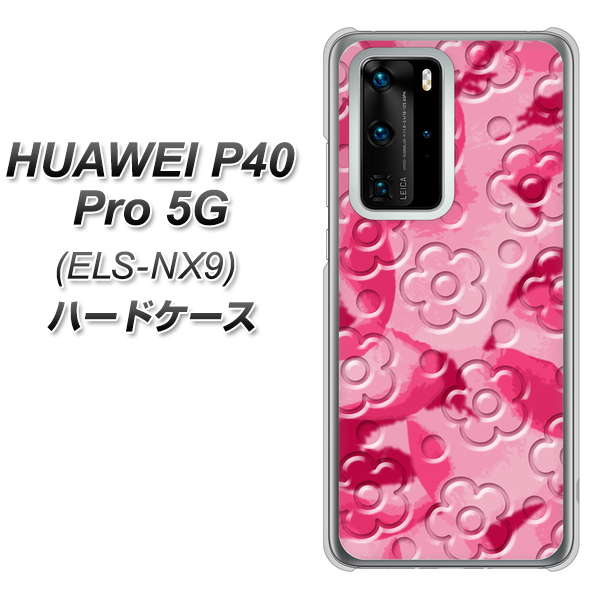 HUAWEI(ファーウェイ) P40 Pro 5G ELS-NX9 高画質仕上げ 背面印刷 ハードケース【SC847 フラワーヴェルニ花濃いピンク(ローズアンディアン)】