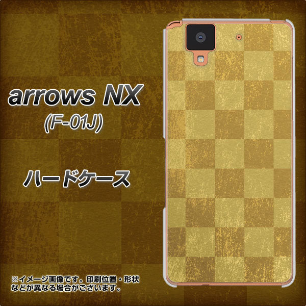 docomo アローズ NX F-01J 高画質仕上げ 背面印刷 ハードケース【619 市松模様-金(骨董風に傷んだイメージ)】