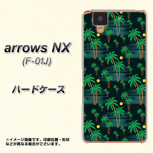 docomo アローズ NX F-01J 高画質仕上げ 背面印刷 ハードケース【1315 月夜とヤシ】